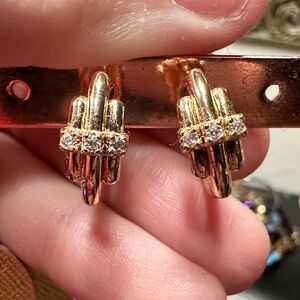 Gold Crystal Accent Knot Earrings - Women Jewelry